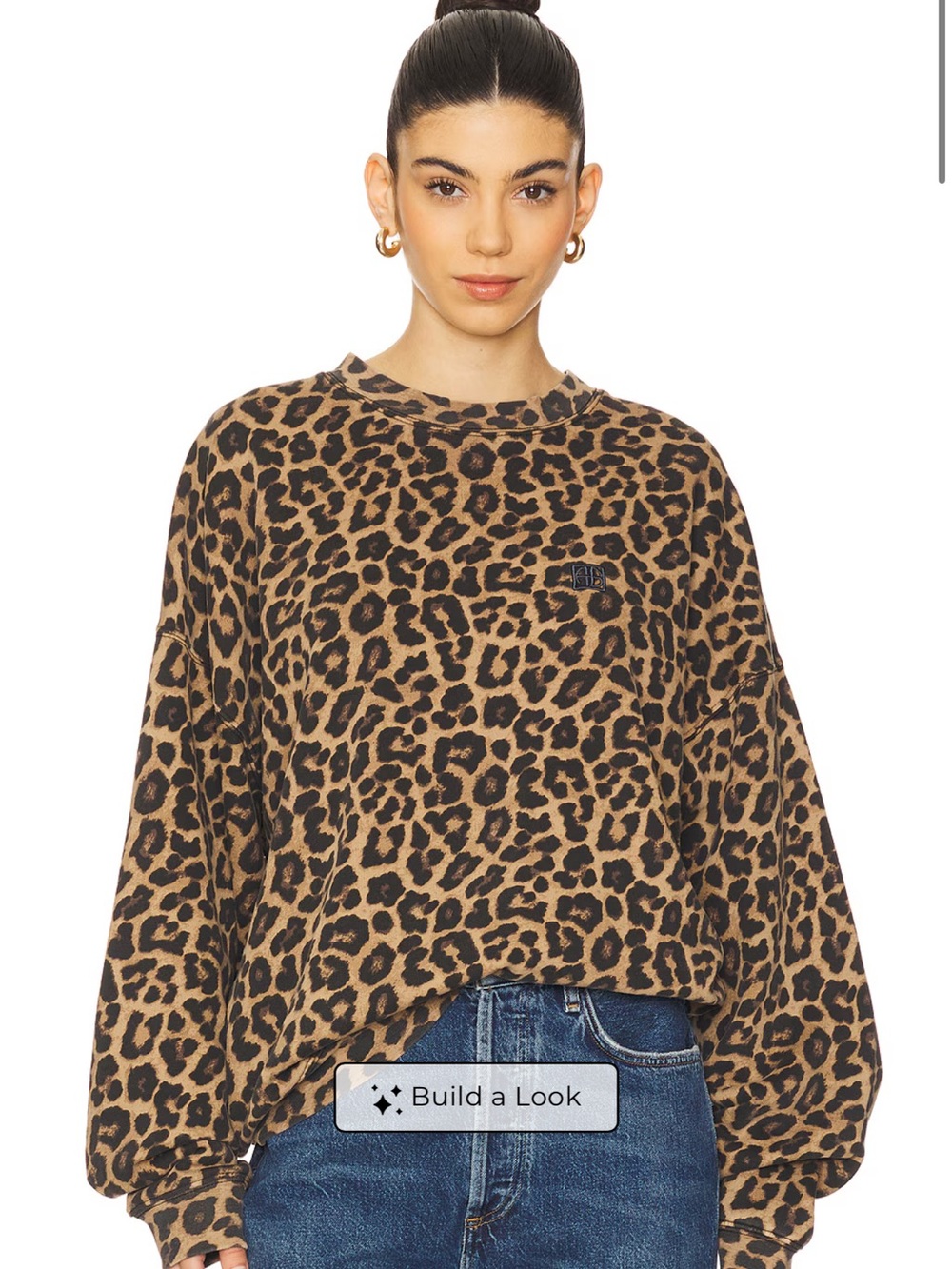 ANINE BING Leopard Print Sweatshirt NWOT Size Medium Oversized Pullover